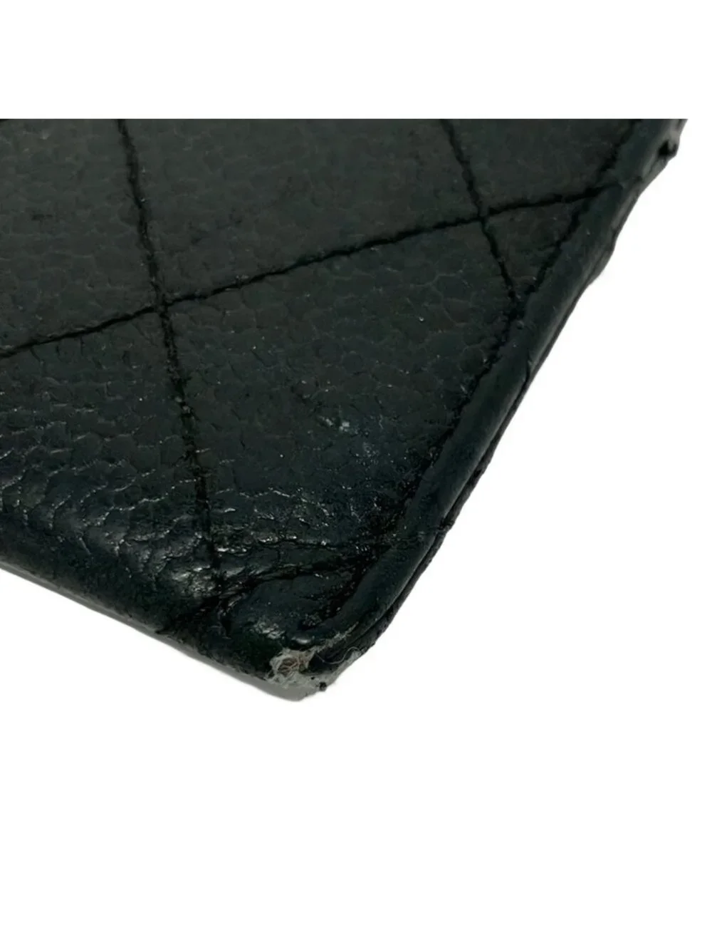 Chanel Card Case Quilted Black CC Logo Gold